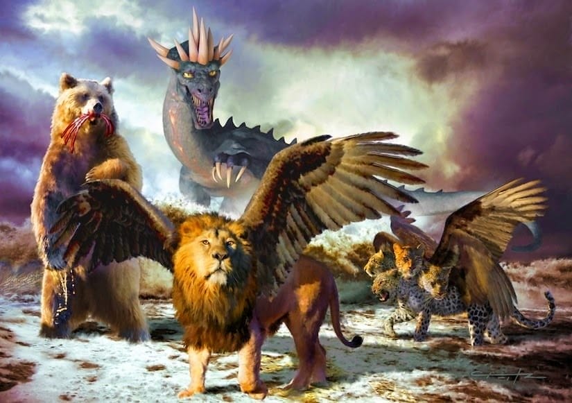 daniel's prophetic vision in daniel 7, daniel's prophetic vision, daniel's vision 4 beasts